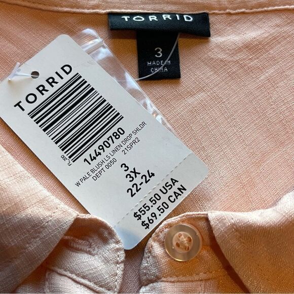 Torrid Women's Button up blouse Size 3 Light peach - Picture 4 of 10